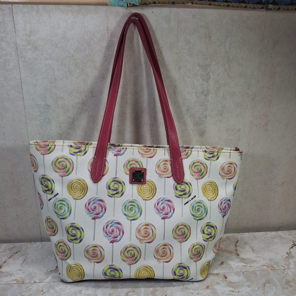 Dooney Bourke Swirl Lollipop Candy Shoulder Tote Satchel Bag Pink Handles